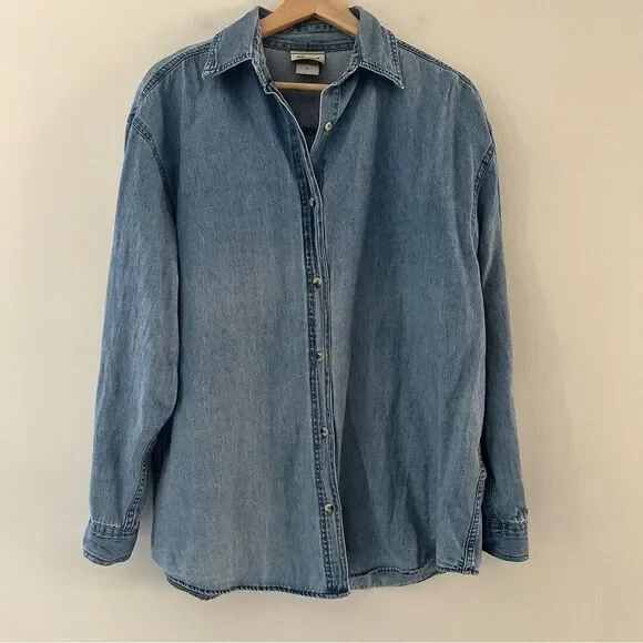 Vintage Denim Shirt Sunflower Handpainted Size Large Boho Artsy Unique Kansas - Picture 3 of 9